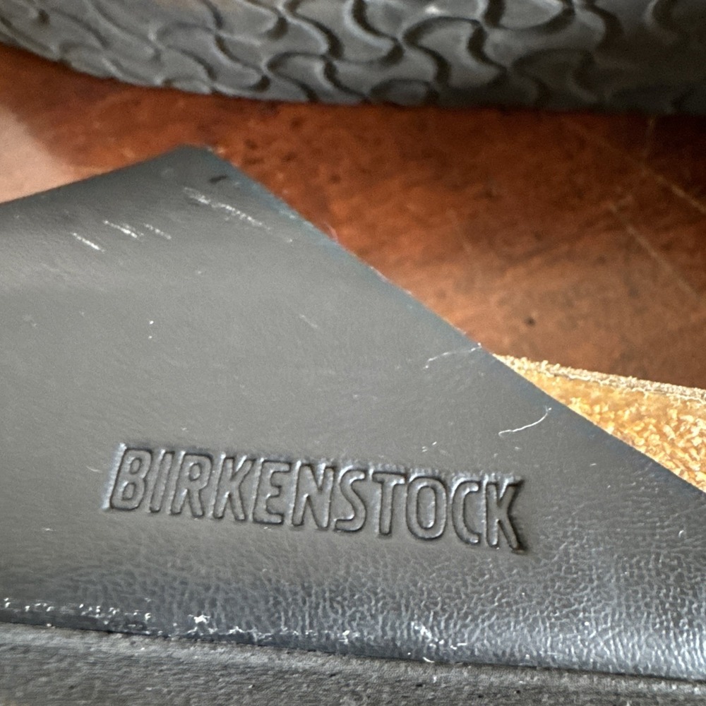 Size 40 Birkenstock Arizona Sandals Black Leather Double Strap Cork Footbed - Picture 8 of 14